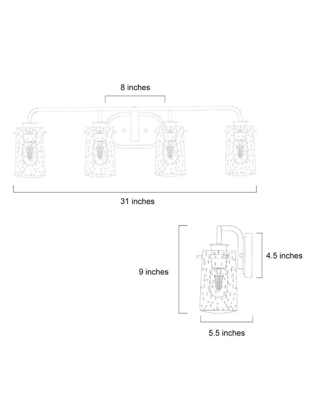 NIB Suntiny 4-Light Gold Bathroom Vanity Light SKU A03567